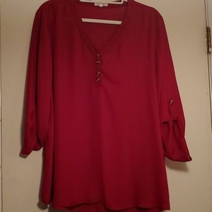 Red 3/4 in sleeve blouse